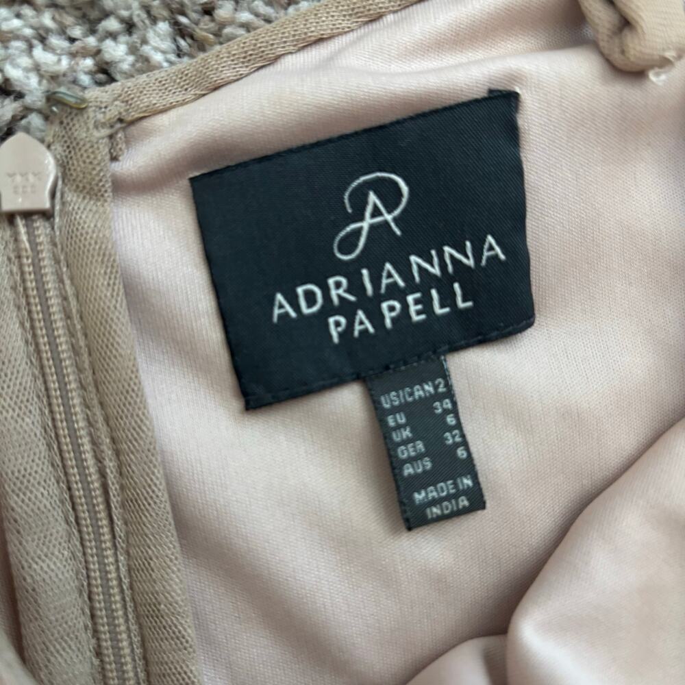 Adrianna Papell Art Deco Beaded Blouson Gown Pink Bridal Beaded Sz 2 Formal - Picture 10 of 16